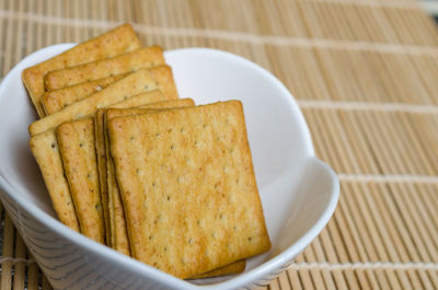 High angle view of breakfast served in plate