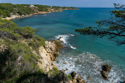 High angle view of sea shore