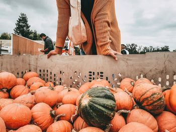 Full frame shot of pumpkins for sale