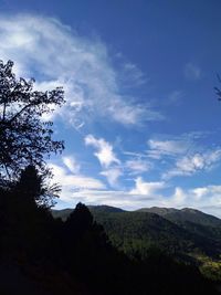 Low angle view of silhouette mountain against sky