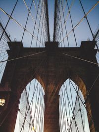 Low angle view of suspension bridge