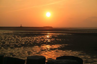 Scenic view of sea at sunset