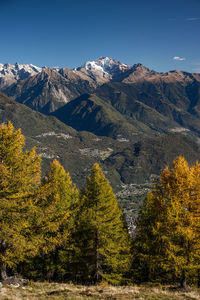 Scenic view of mountains against clear sky