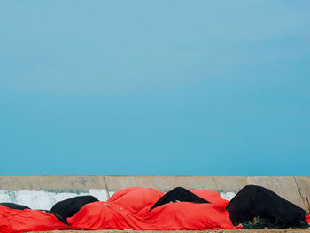 Tent against clear sky