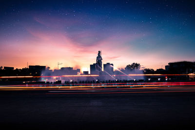 Light trails on city at night