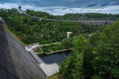 The 458 meter long suspension bridge titan-rt at rappbode dam, harzen