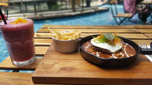 Close-up of ice cream in plate on table