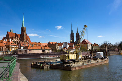 Panoramic view of temple against blue sky