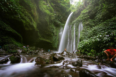 Scenic view of waterfall