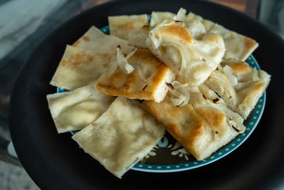 Close-up of served food in plate