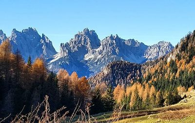 Scenic view of mountains against clear sky