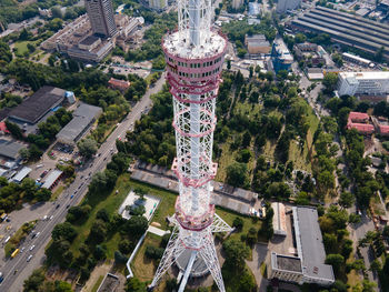 High angle view of buildings in city