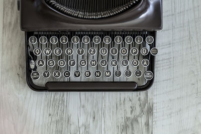 High angle view of typewriter on table