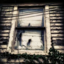 Closed door of abandoned house