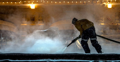 Man working in snow