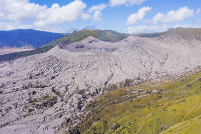 Panoramic view of landscape and mountains against sky