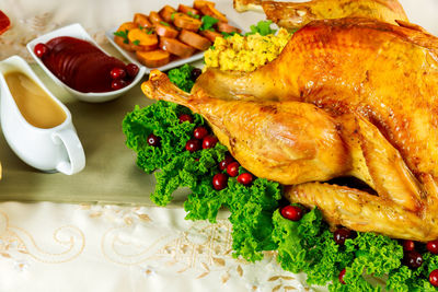 Close-up of food on table