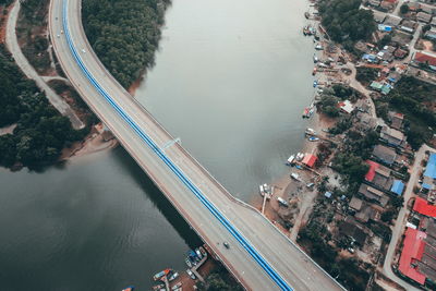 High angle view of bridge over river