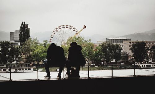 People walking in park