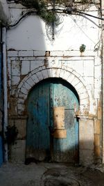 Closed door of old building