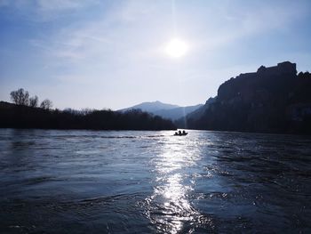 Scenic view of silhouette mountain against sky