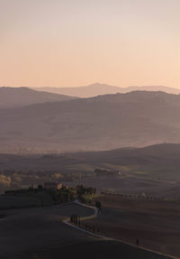 High angle view of road against clear sky