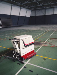 High angle view of cleaning machine on floor