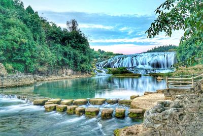 Scenic view of river against sky