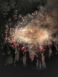 Firework display at night