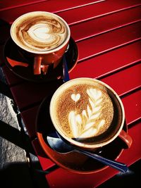 High angle view of coffee on table