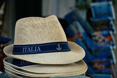 Close-up of hat