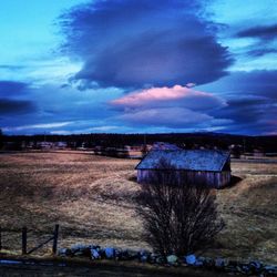 Scenic view of landscape against cloudy sky