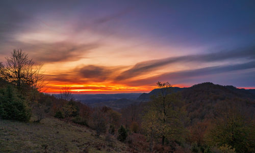 Scenic view of landscape against sky during sunset