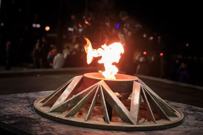 Close-up of burning candles