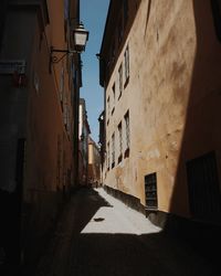 Narrow alley amidst buildings in city