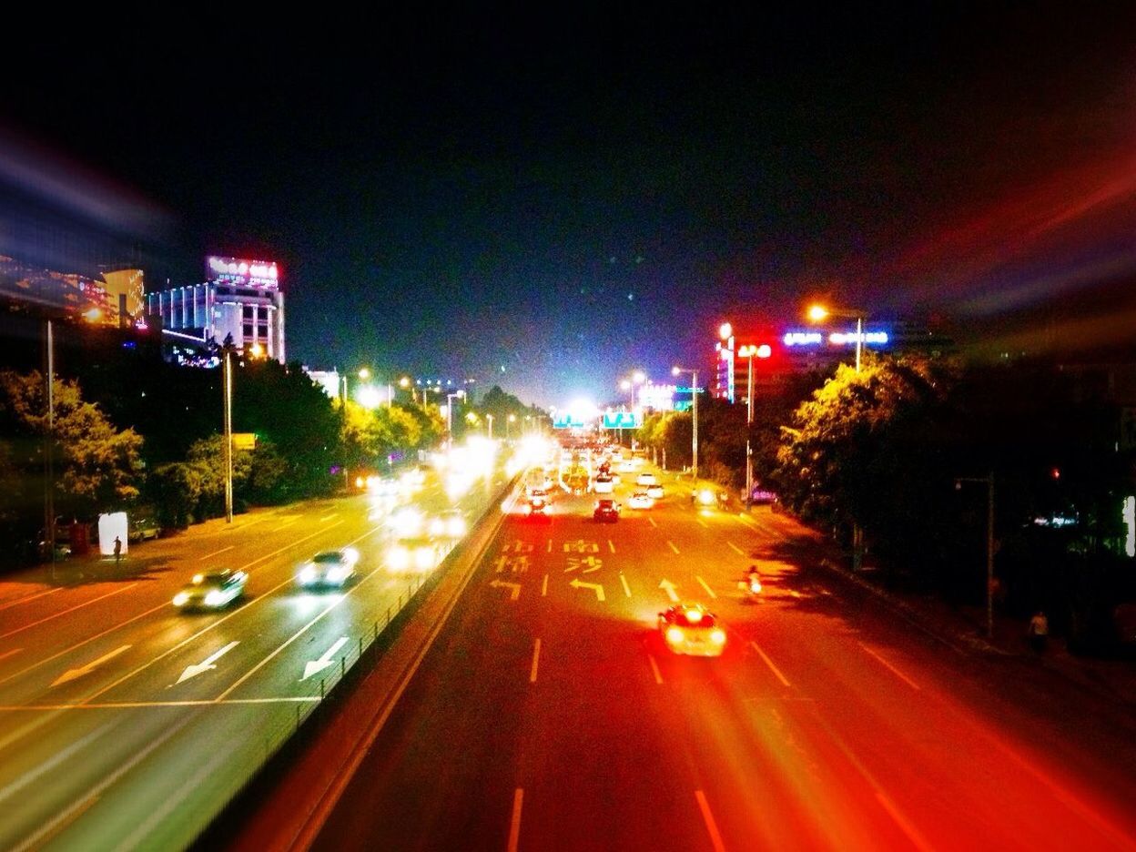 transportation, illuminated, road, night, city, car, the way forward, traffic, road marking, land vehicle, street light, long exposure, motion, mode of transport, on the move, street, light trail, speed, city street, city life