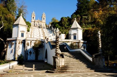 Exterior of temple against clear sky