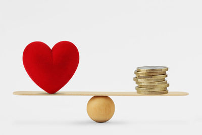 Close-up of heart shape against white background