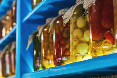 Close-up of fruits for sale at market stall