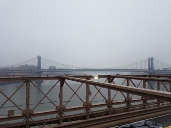 View of suspension bridge in city