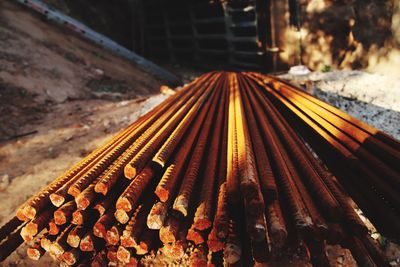 Close-up of railroad track