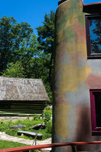 Close-up of built structure against trees