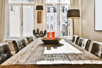 Close-up of candle on table
