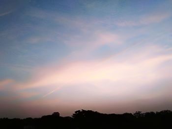 Low angle view of silhouette trees against sky during sunset