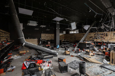 Inside the store, which was bombed, was looted by russian soldiers, occupiers.