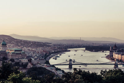 High angle view of bridge over river in city