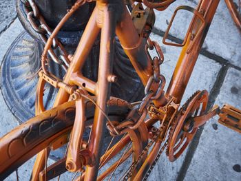 Close-up of bicycle on street