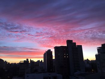 View of city at sunset