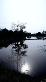 Scenic view of lake against clear sky