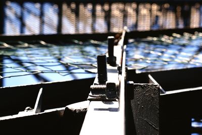 Close-up of ship in water